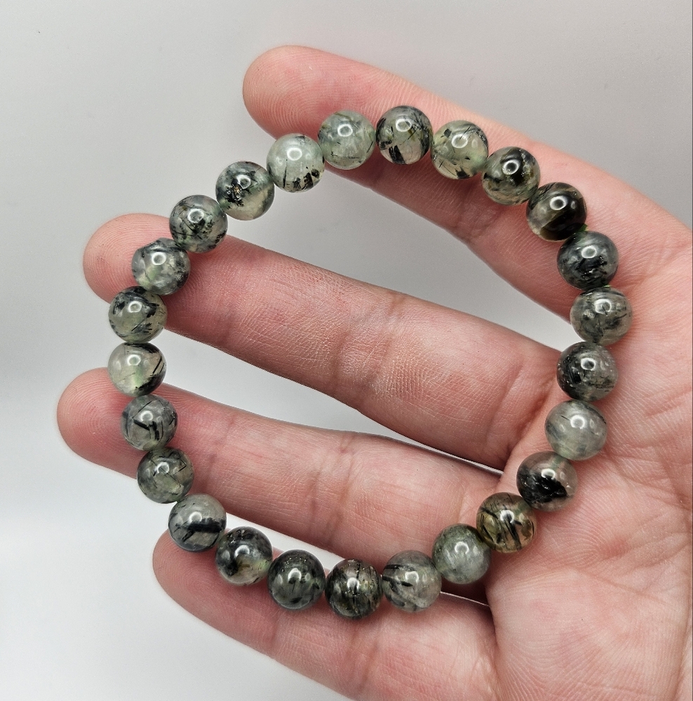 7mm dark prehnite bracelet